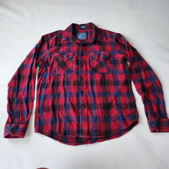 Bluenotes Tops - Bluenotes Womens Red/Navy Plaid Flannel Button Down Longsleeve Shirt